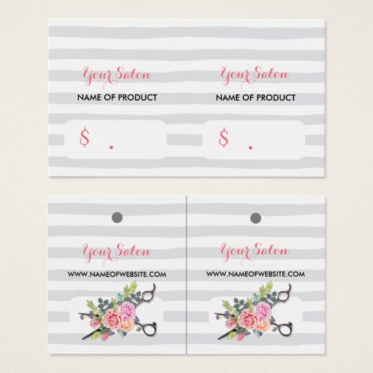 Balises Chic Ciseaux Argent Stripes et Rose Hang T (Devant & derrière)