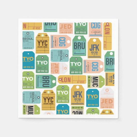 Balises de bagage vintages serviettes en papier (Devant)