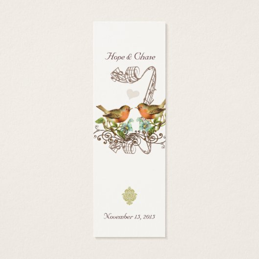 Balises de Mariage vintage Bird (Dos)