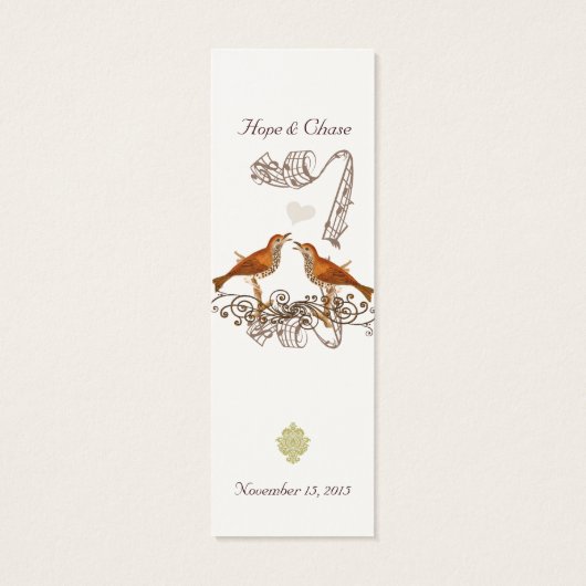 Balises de Mariage vintage Bird (Dos)
