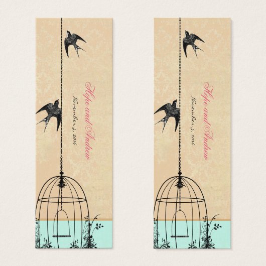 Balises de Mariage vintage Bird (Devant & derrière)