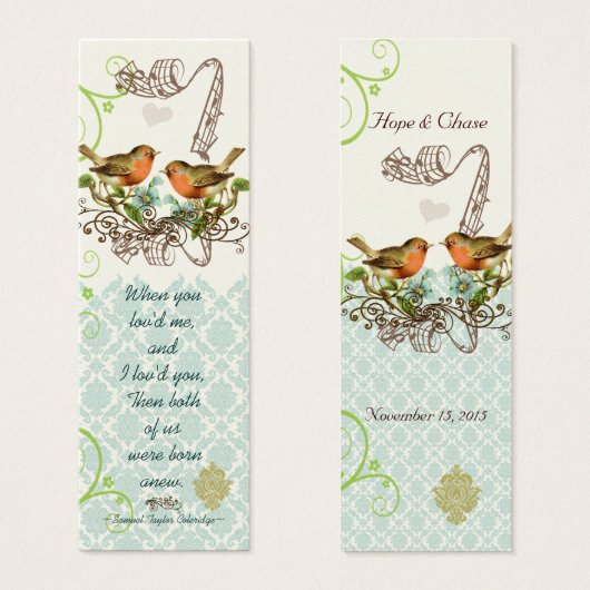 Balises de Mariage vintage Bird (Devant & derrière)