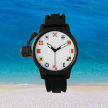 Balises de voile couleur marine pour marins<br><div class="desc">Affiche les drapeaux nautiques pour les numéros de la montre visage. Les drapeaux sont utilisés pour la communication sur l'eau. Pour les marins,  les plaisanciers et les amateurs de nautisme. Cool. Fait un beau cadeau.</div>