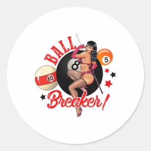 Ball Breaker Funny Pool Player Biljart Lover Bill Ronde Sticker