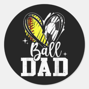 Ball Dad Softbal Voetbal vader van beide Ronde Sticker