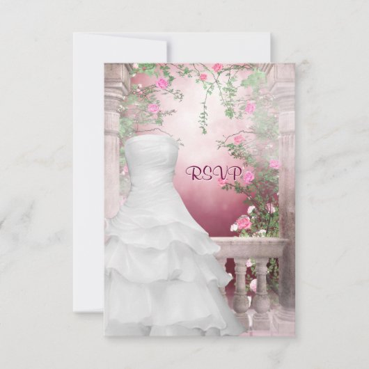 Ball Gown Pink Rose Quinceanera RSVP (Voorkant)