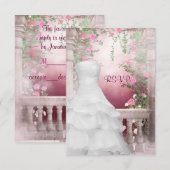 Ball Gown Pink Rose Quinceanera RSVP (Voorkant / Achterkant)