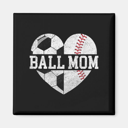 Ball Ma Heart Fun Baseball Soccer Mam Magneet (Voorkant)