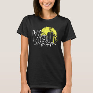 Ball mam Heart Baseball Softball mamma Moeder T-shirt