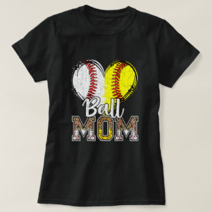 Ball mam Heart Baseball Softball mamma Moeder T-shirt