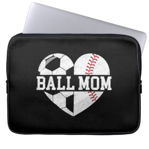 Ball mam Shirt Heart Funny Baseball Soccer Mam Laptop Sleeve