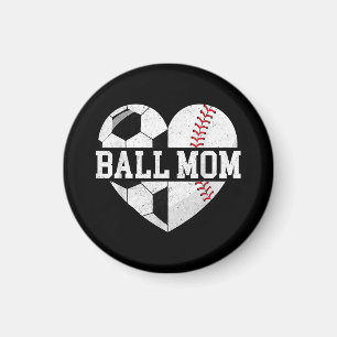 Ball mam Shirt Heart Funny Baseball Soccer Mam Magneet