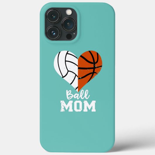 Ball mama Heart Funny Volleyball Basketball mama Case-Mate iPhone Case (Achterkant)