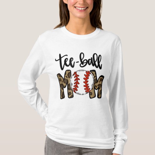 Ball mama Moederdag Gift Teeball Ma Leopard Fun T-shirt (Voorkant)