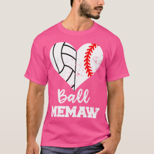 Ball Memaw Heart Funny Baseball Volleybal Memaw T-shirt