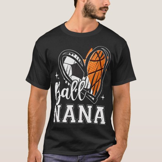 Ball Nana Hart Voetbal Basketbal Oma's moeder T-shirt (Voorkant)