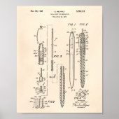 Ball Point Pen 1966 Patent Art Old Peper Poster (Voorkant)