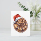 Ball Python in Santa Hat Watercolor Feestdagenkaart (Staand voorkant)