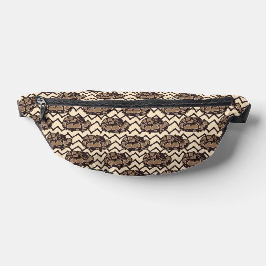 Ball Python Snake, Brown and Tan Illustrated Heuptasje (Liggend)
