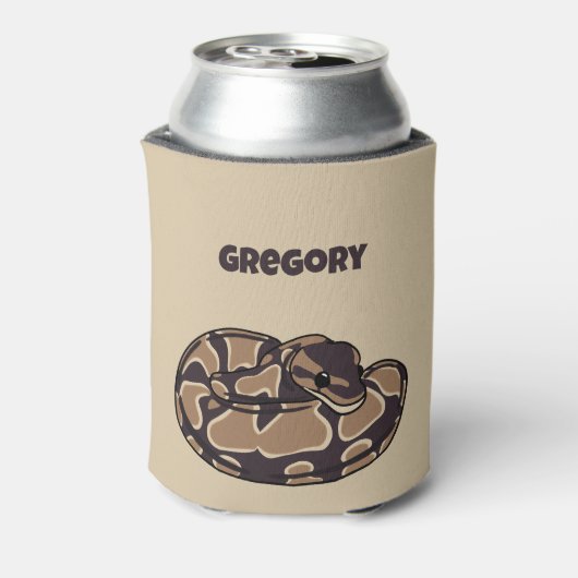 Ball Python Snake, Brown and Tan Personalized Blikjeskoeler (Blikje Achterkant)