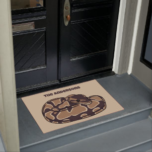 Ball Python Snake, Brown and Tan Personalized Deurmat