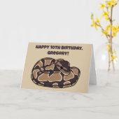 Ball Python Snake, Brown and Tan Personalized Kaart (Gele Bloem)