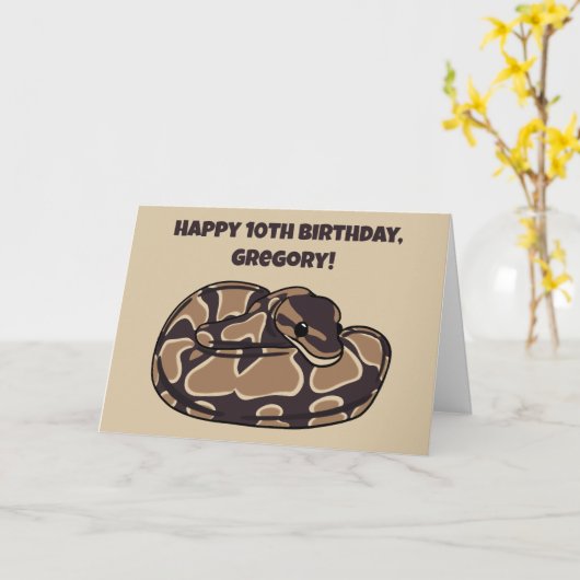 Ball Python Snake, Brown and Tan Personalized Kaart (Gele Bloem)