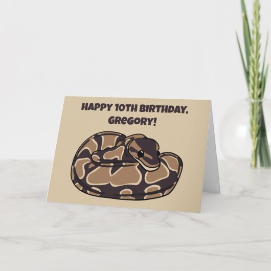 Ball Python Snake, Brown and Tan Personalized Kaart (Voorkant)