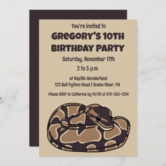 Ball Python Snake, Brown and Tan Personalized Kaart (Voorkant / Achterkant)
