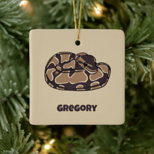Ball Python Snake, Brown and Tan Personalized Keramisch Ornament