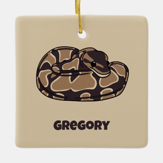 Ball Python Snake, Brown and Tan Personalized Keramisch Ornament (Voorkant)