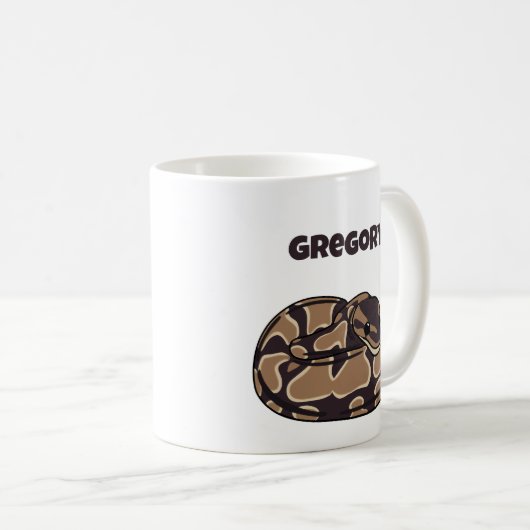 Ball Python Snake, Brown and Tan Personalized Koffiemok (Voorkant rechts)