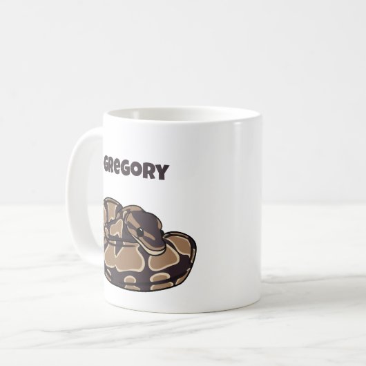 Ball Python Snake, Brown and Tan Personalized Koffiemok (Voorkant links)