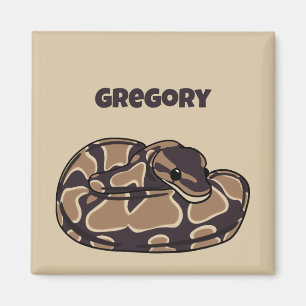 Ball Python Snake, Brown and Tan Personalized Magneet