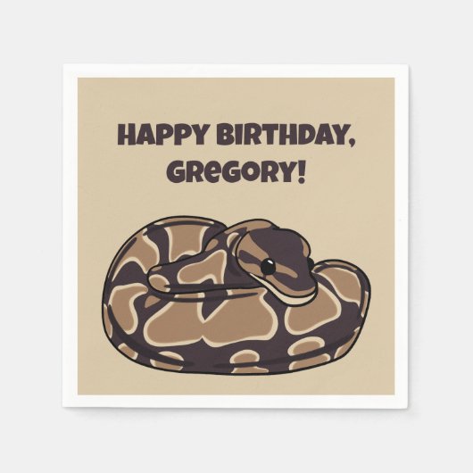 Ball Python Snake, Brown and Tan Personalized Servet (Voorkant)