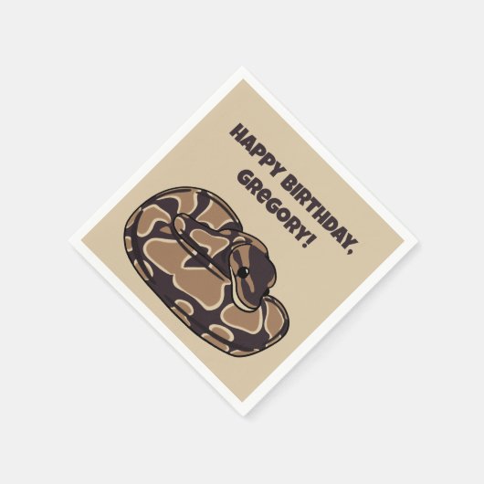 Ball Python Snake, Brown and Tan Personalized Servet (Hoek)