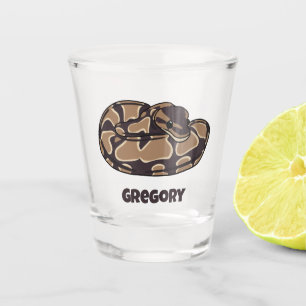 Ball Python Snake, Brown and Tan Personalized Shot Glas