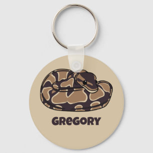 Ball Python Snake, Brown and Tan Personalized Sleutelhanger