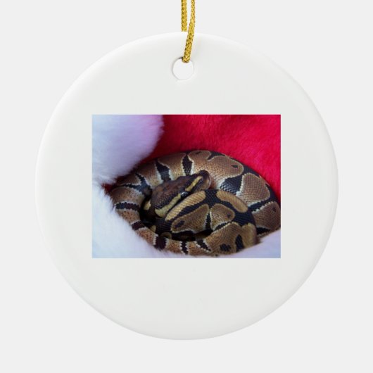 Ball Python Snake in Santa hat afbeelding Keramisch Ornament (Voorkant)