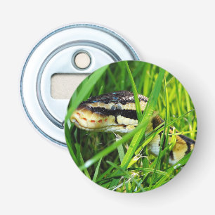 Ball Python Snake in the Grass Button Flesopener