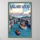 Ballardsloten - Seattle, Poster met reiswieg (Voorkant)