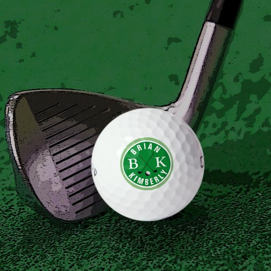 balle avec nom de golfeur et initiales monogrammée