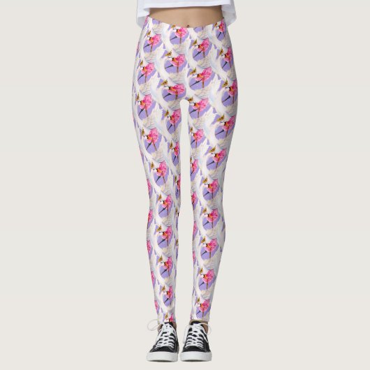 Balle de ballerine Whimsy swans leggings d'art (Devant)