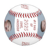 Balle De Baseball #1 Papa Fête des pères Photo Baseball (Dos)