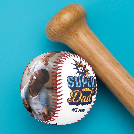 Balle De Baseball #1 Super Papa Superhero Comédie Livre Monogramme &