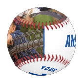 Balle De Baseball 2 Photo Nom du baseball Équipe Bleu Blanc (Devant)
