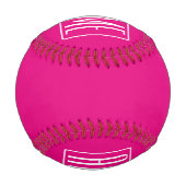 Balle De Baseball 3 Initiales Monogramme | Blanc sur rose chaud (Dos)