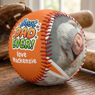 Balle De Baseball 3 Photo et Texte Meilleur Papa Personnalisé