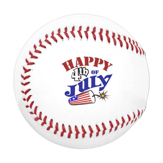 Balle De Baseball 4 juillet heureux (Devant Gauche)