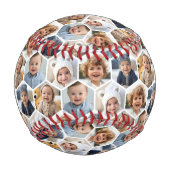Balle De Baseball 5 Photo Collage Honeycomb Hexagon Motif - blanc (Dos)
